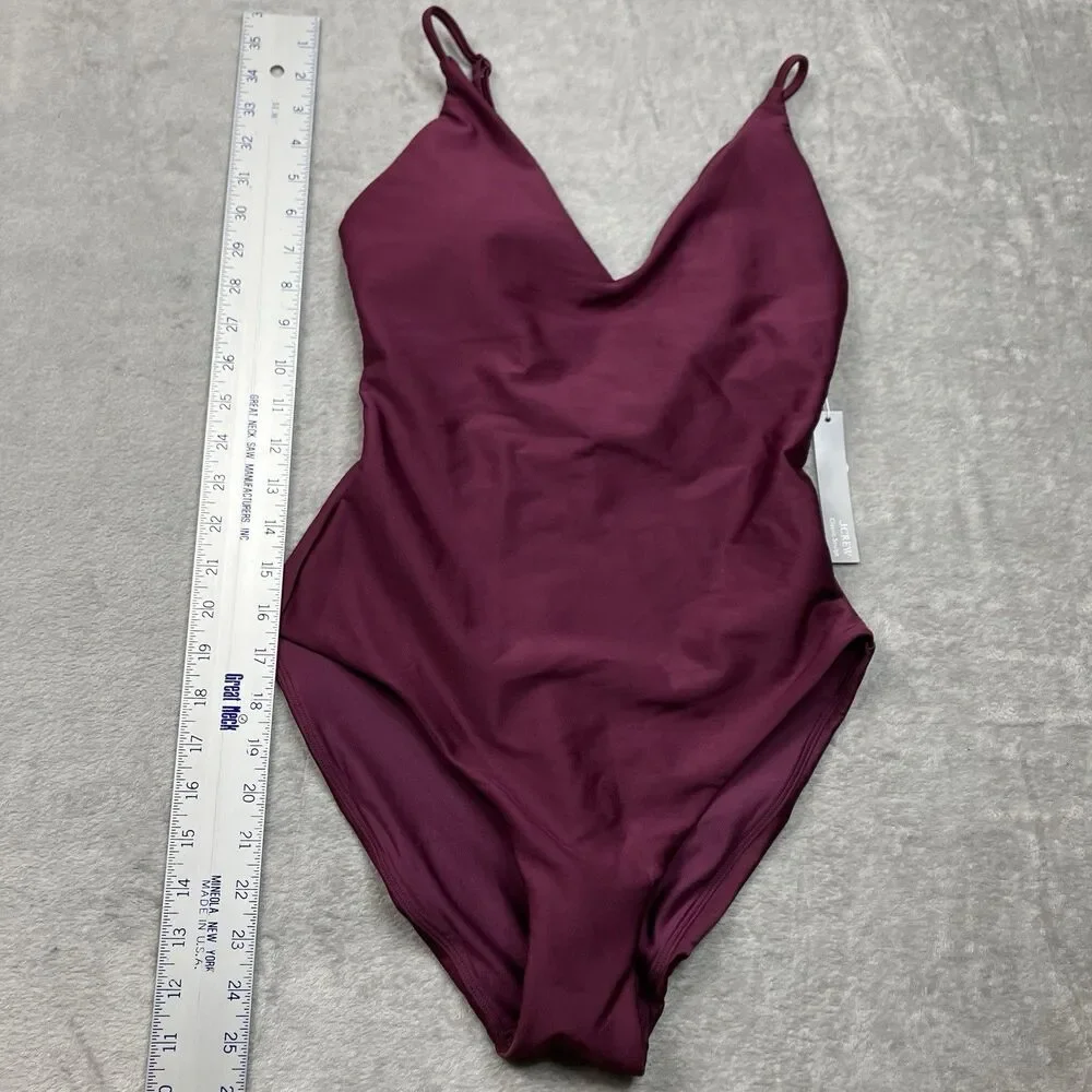 J Crew Classic Sculpt Lana One-Piece Womens 10 Burgundy Luxe Beach Resort CI367